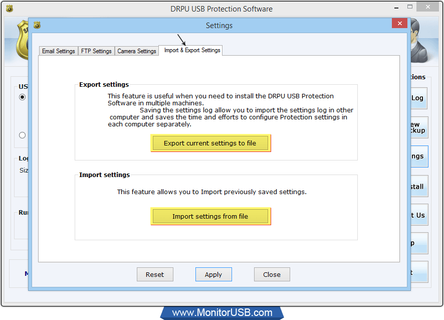 Import and Export Settings